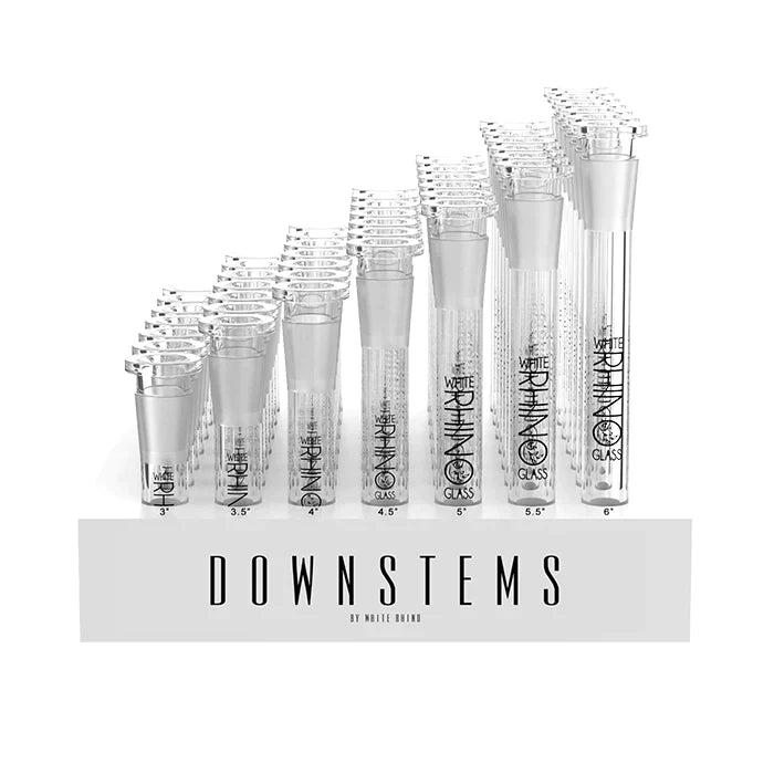 WHITE RHINO | 19/14 GLASS ON GLASS DOWNSTEM - 49 COUNT DISPLAY Downstem · Bowlstem Cannatron