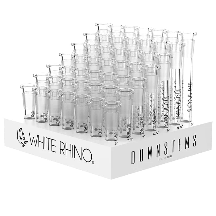 WHITE RHINO | 19/14 GLASS ON GLASS DOWNSTEM - 49 COUNT DISPLAY Downstem · Bowlstem Cannatron