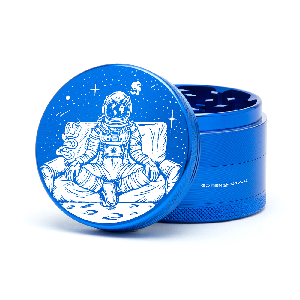 Green Star | 2.5" (63mm) Grinder - Astronaut Chillin on the Moon Design Regular Grinder Green Star Herb Grinders