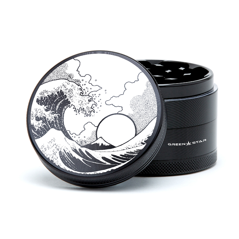 Green Star | 2.5" (63mm) Grinder - Tsunami Wave Design Regular Grinder Green Star Herb Grinders