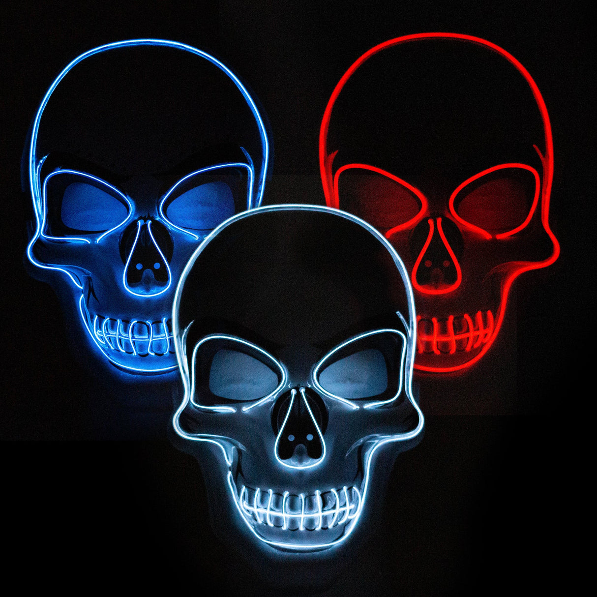 LED Neon Skull Mask for party or Halloween Costume Gadget JJ Distribution
