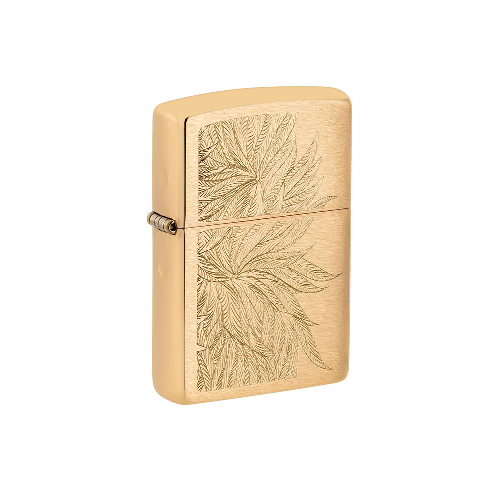Zippo 46826 Gold Cannabis Lush Leaves Engrave Design Cannabis · Flower ONE