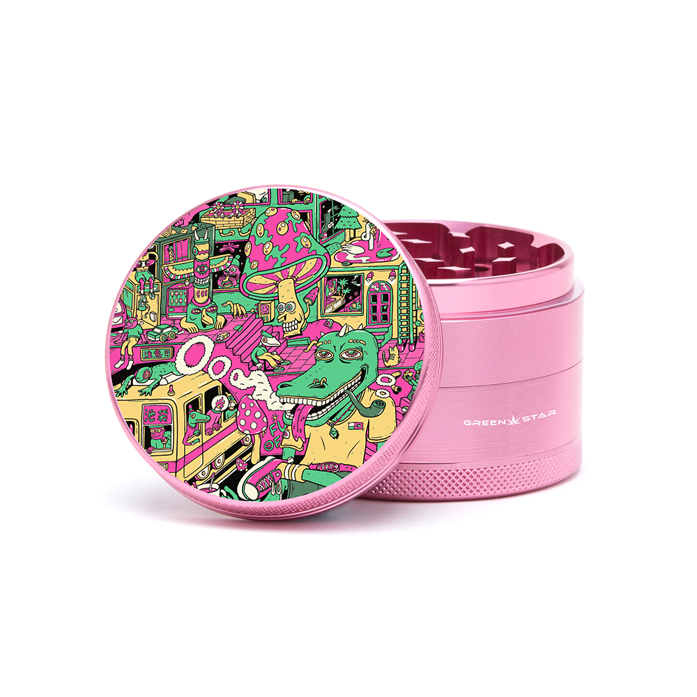 Green Star | 2.5" (63mm) Grinder - Chilled Out Design Regular Grinder Green Star Herb Grinders Pink