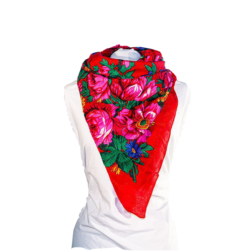 Metallic Kokum Floral Scarf Pack of 10 Scarf Canadian Distributor 45″ x 45″ Red