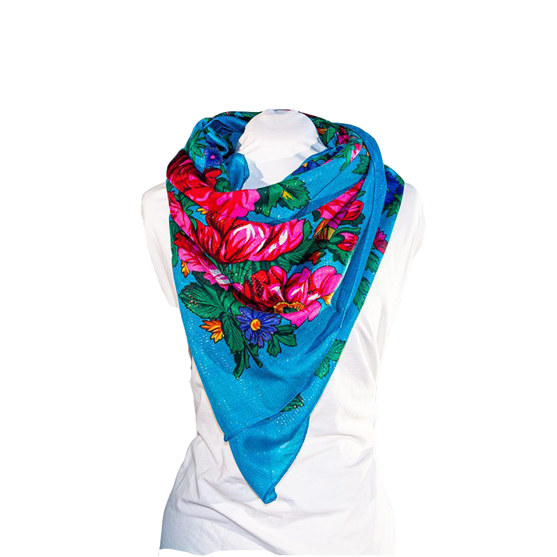 Metallic Kokum Floral Scarf Pack of 10 Scarf Canadian Distributor 45″ x 45″ Turquoise