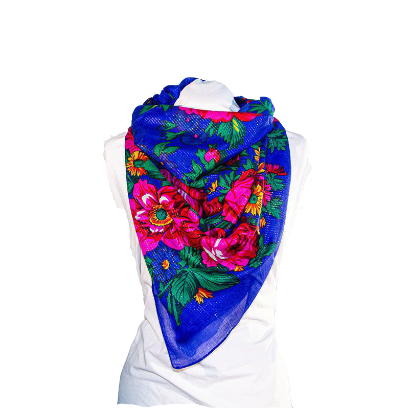 Metallic Kokum Floral Scarf Pack of 10 Scarf Canadian Distributor 45″ x 45″ Royal Blue