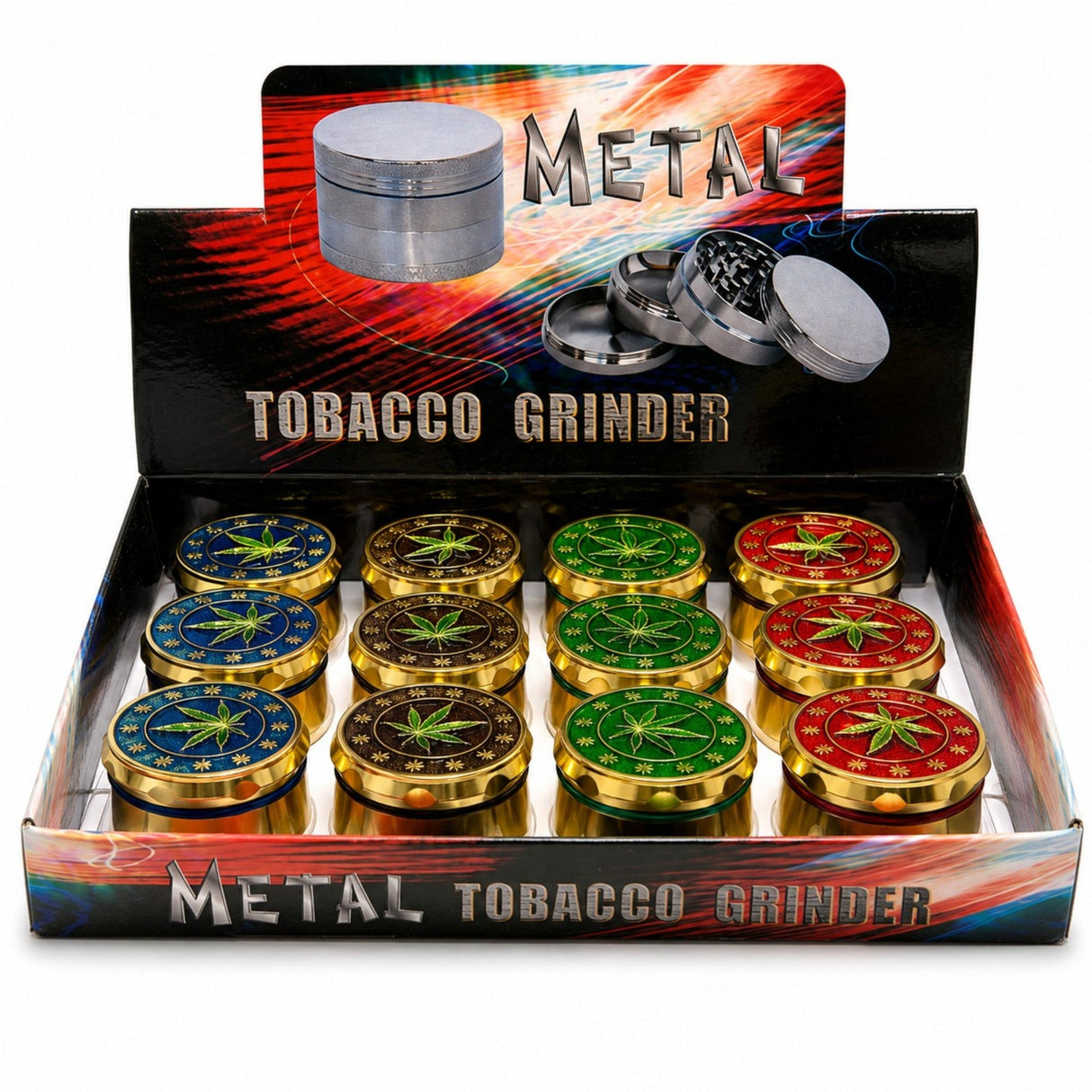 43mm 4-Piece Gold Leaf Metal Grinder Display Pack Super Supplys Inc Default Title