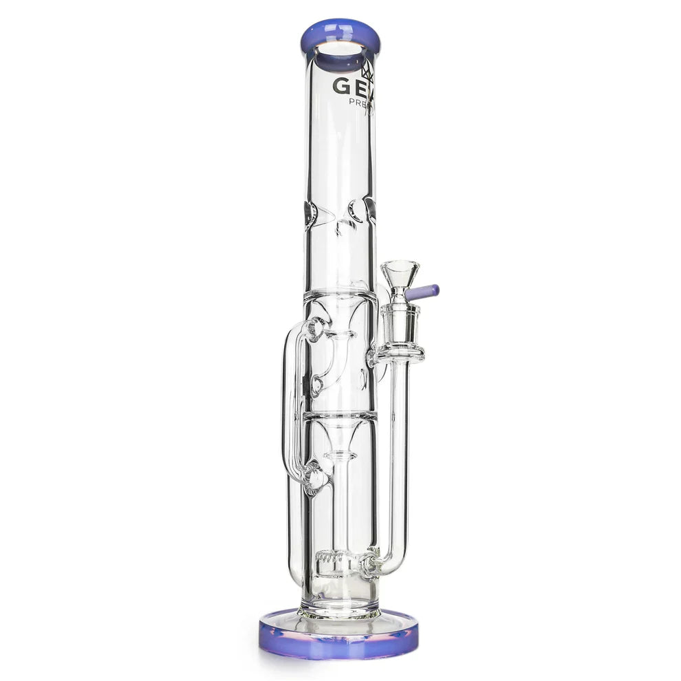 GEAR Premium® | 15" Stemless Dual Chamber Recycler Water Pipe Glass Bong Smoking Cat Distribution Purple Slyme