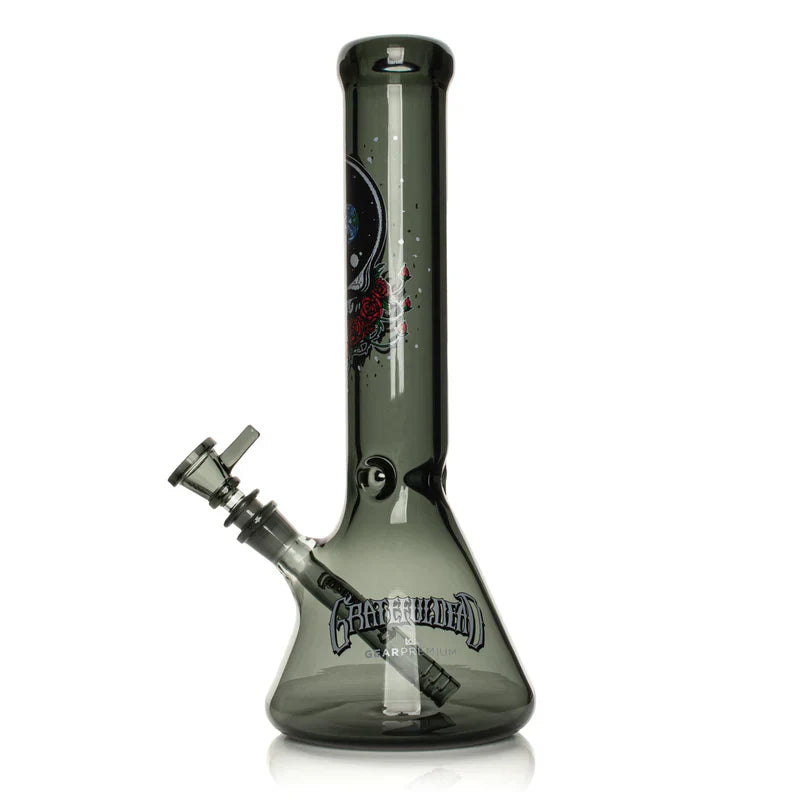 GEAR Premium® | 13" 7mm Thick Space Your Face Beaker Base Water Pipe - Grateful Dead x GEAR Premium® Glass Bong Smoking Cat Distribution