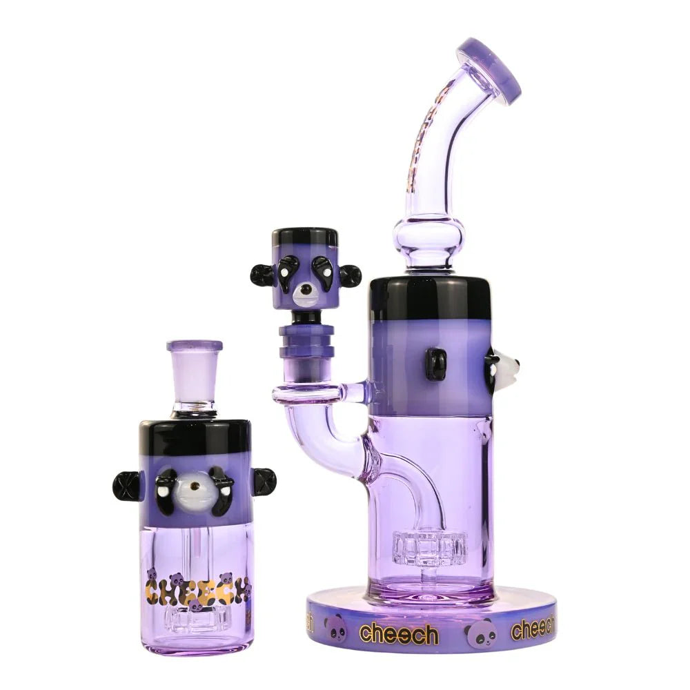 Cheech | 10" Panda Bong with Ash Catcher - CHE-232 Glass Bong Smoking Cat Distribution Purple