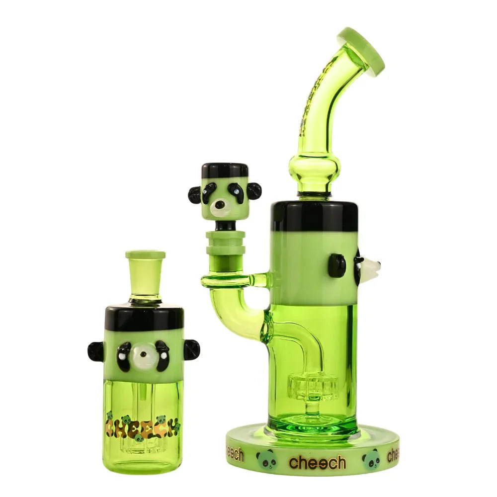 Cheech | 10" Panda Bong with Ash Catcher - CHE-232 Glass Bong Smoking Cat Distribution Green
