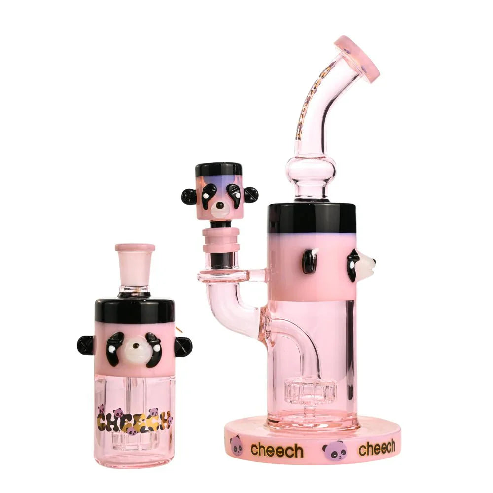 Cheech | 10" Panda Bong with Ash Catcher - CHE-232 Glass Bong Smoking Cat Distribution Pink