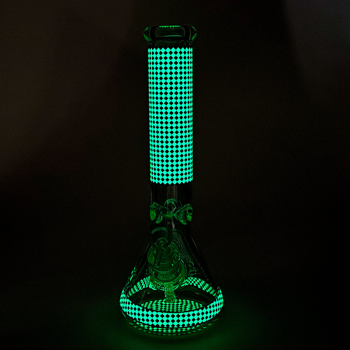 15" Grid Pattern Beaker Bong – Glow in the Dark Glass Bong RMG WHOLESALE