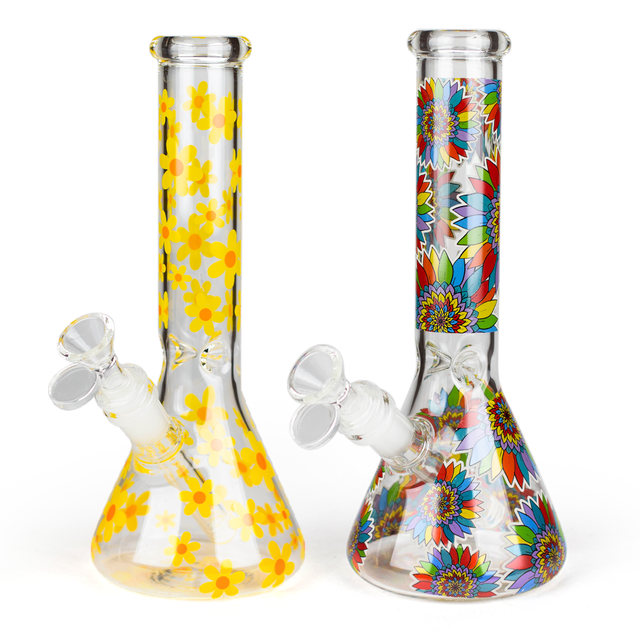 10" Flower Design Glass Bong Glass Bong Super Supplys Inc