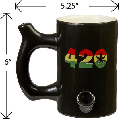 420 Mug - Black Mug with Rasta Colors Mug Pipe Roast and Toast Gifts