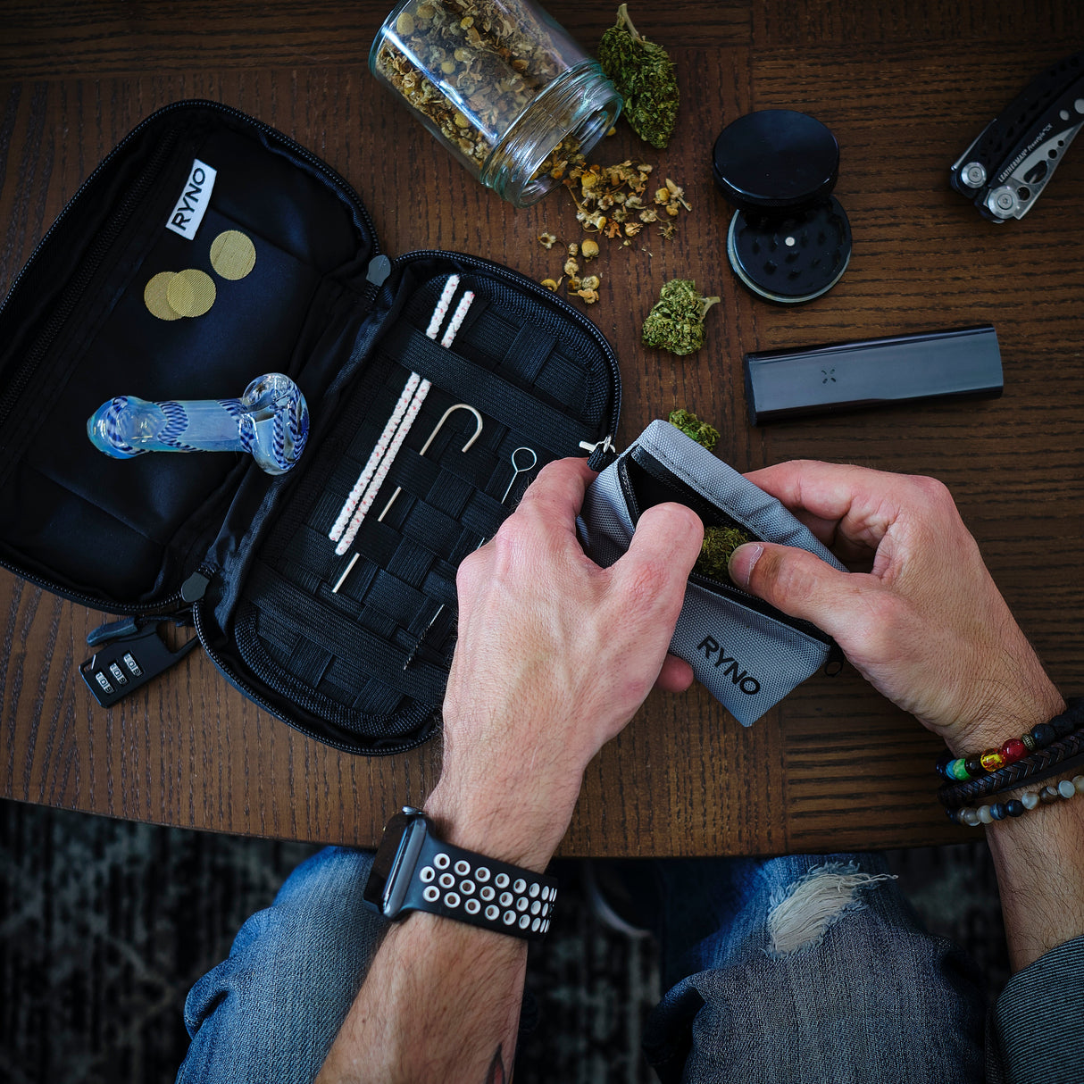 RYNO Smell Proof Bag W/Combo Lock + Shoulder & Wrist Straps Pouch RYNO BAG