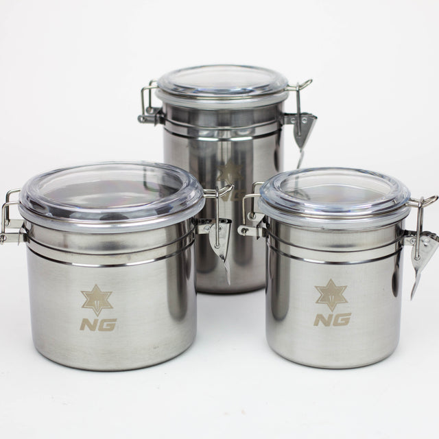 NG - Stainless Metal Canister Stash Box High-End Brands Glass