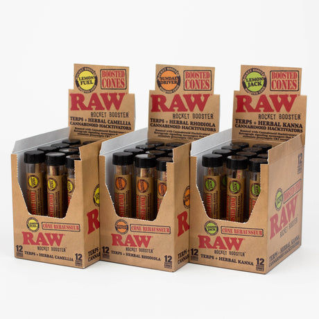 RAW Rocket Booster Cones Box of 12 Pre-rolled Cone (Display Pack) ONE