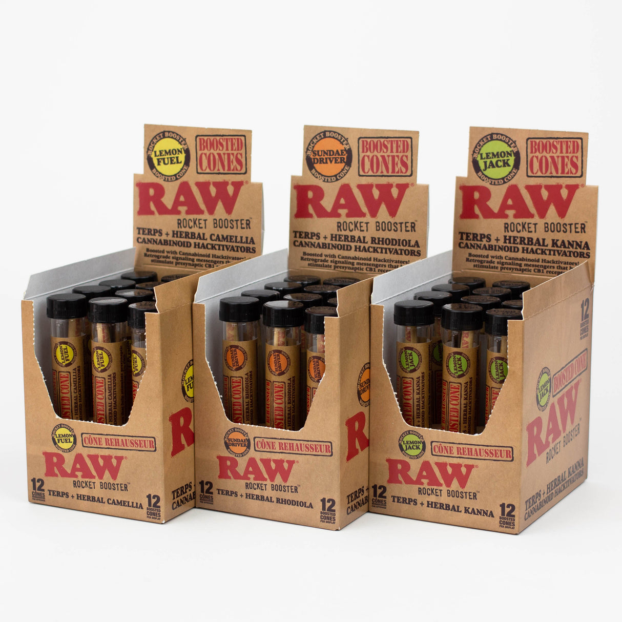 RAW | Rocket Booster Cones – Box of 12 Pre-rolled Cone (Display Pack) NIBO Distribution