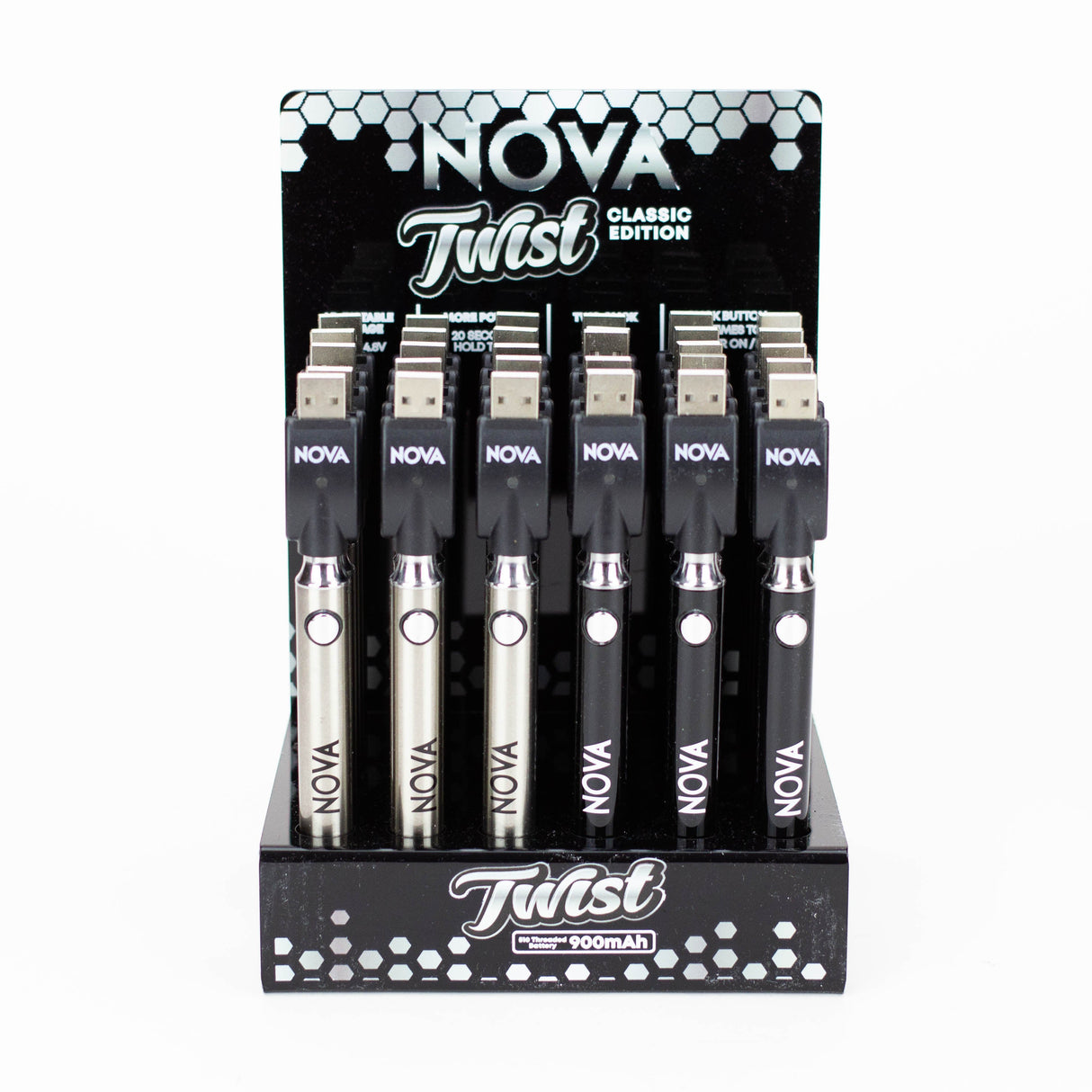 900 mAh Nova Twist Control Vape Battery with USB charger Display of 30 510 Battery ONE