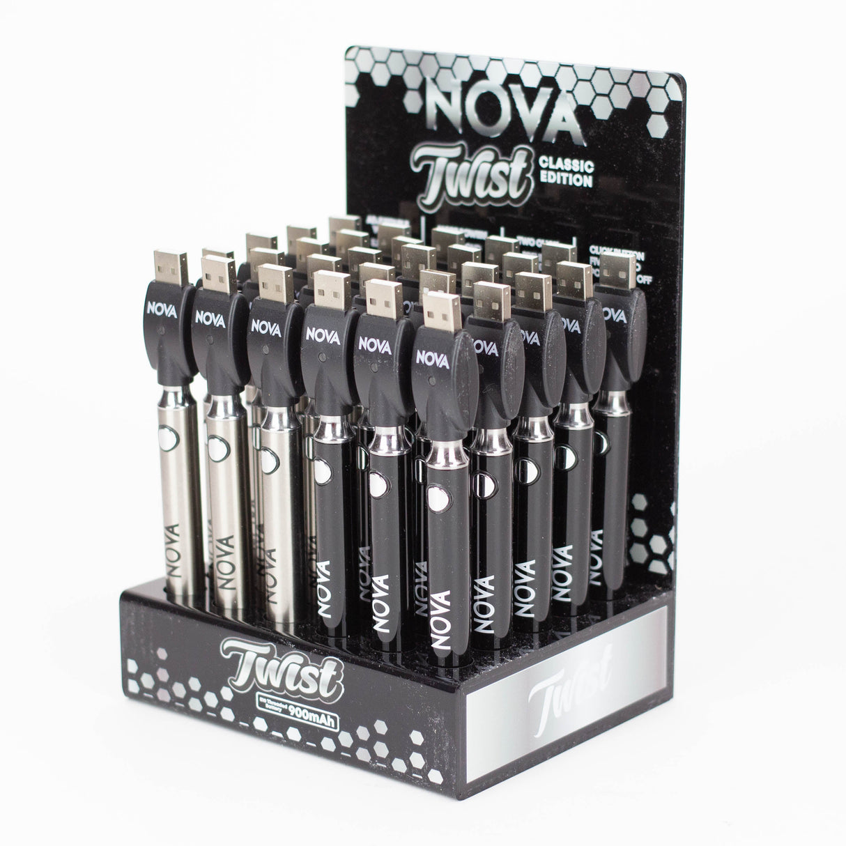 900 mAh Nova Twist Control Vape Battery with USB charger Display of 30 510 Battery ONE