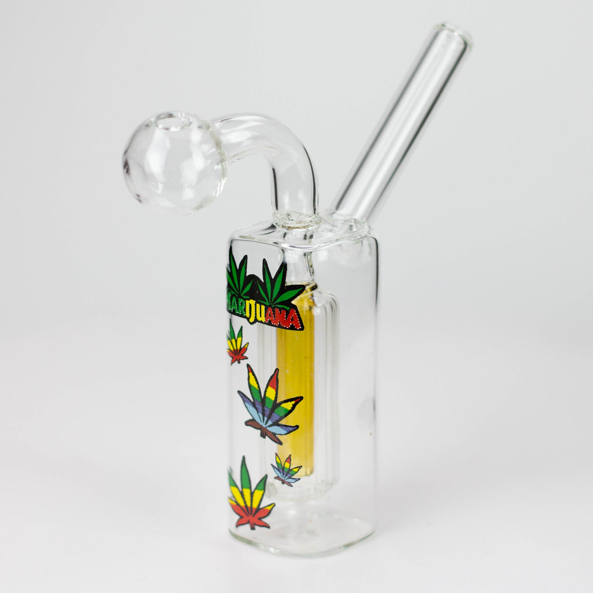 4.5" Bubble oil Bong Glass Rig Canadian Distributor Colorful Leaf with Marijuana Print