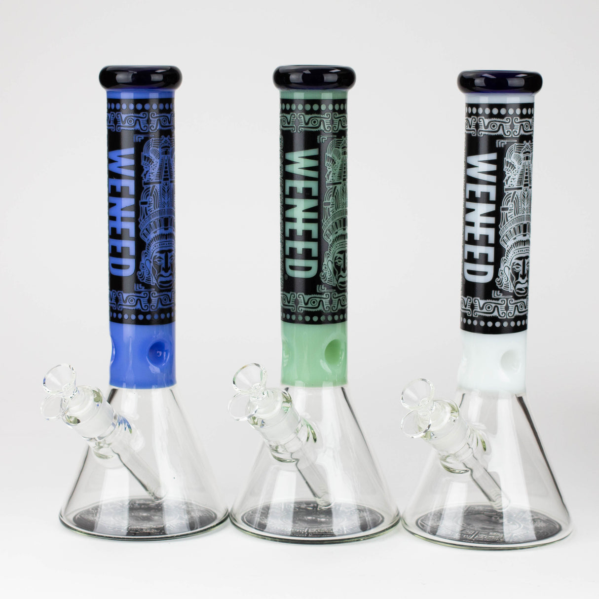 WENEED®-14" Weneed Frosted Aztec 7mm Glass Bong Glass Bong WENEED®