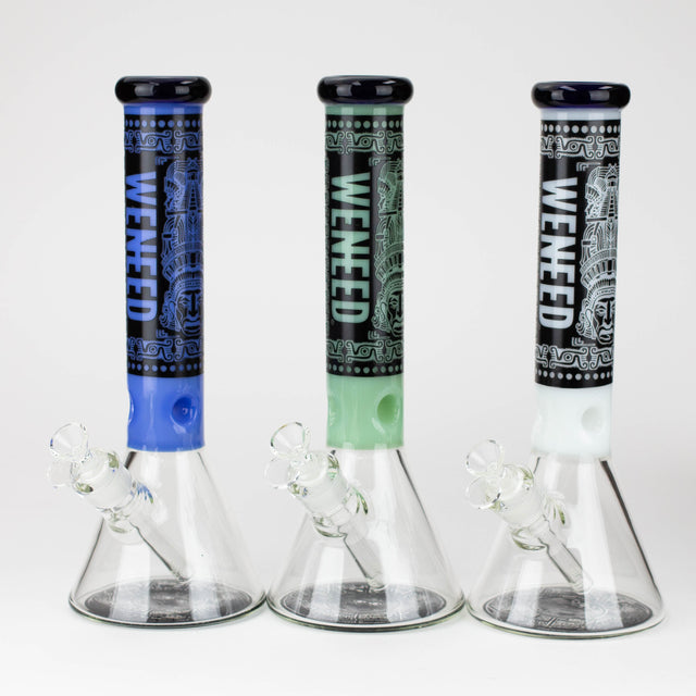 WENEED®-14" Weneed Frosted Aztec 7mm Glass Bong Glass Bong WENEED®