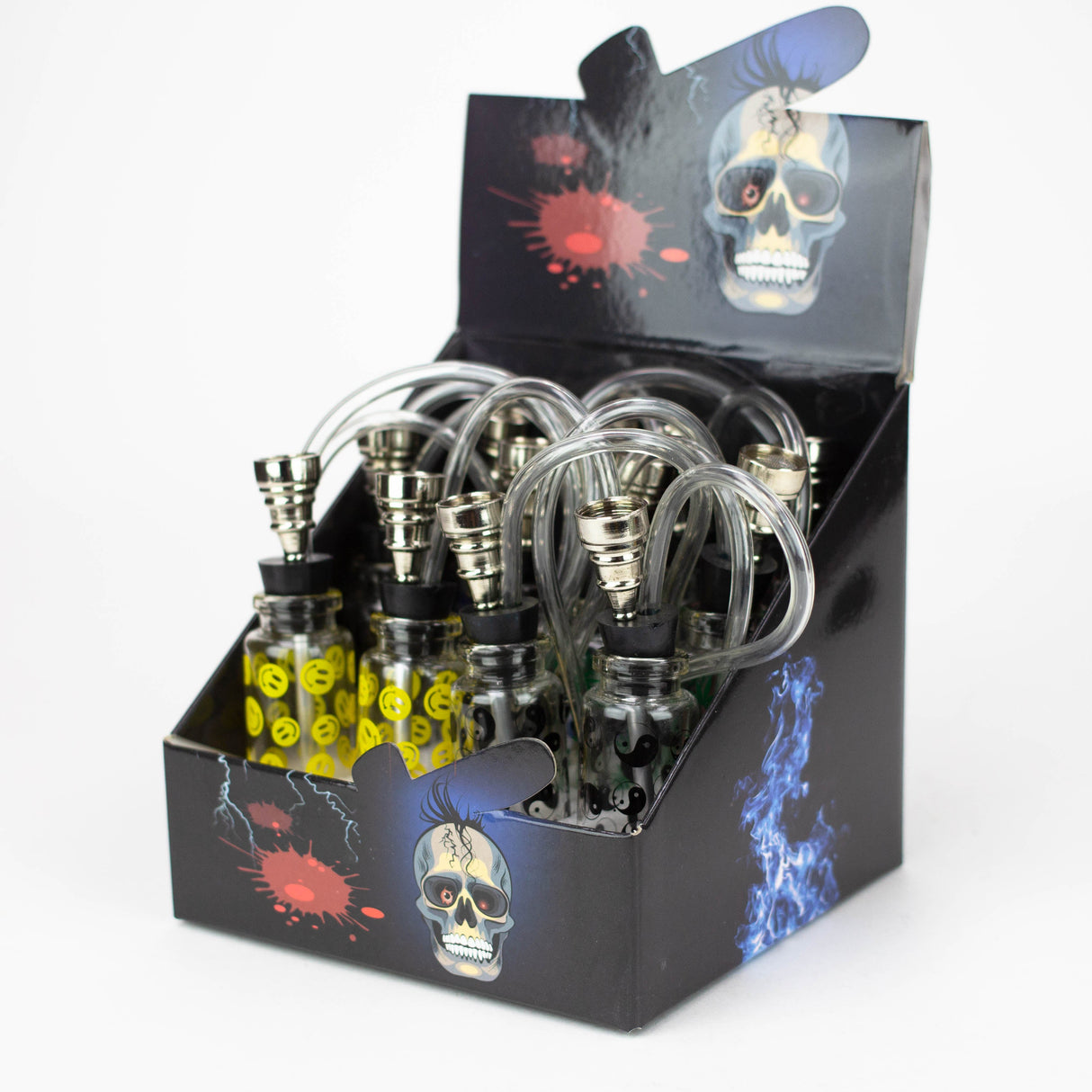 4" skull mini glass water pipe display of 12 Glass Pipe JJ Distribution