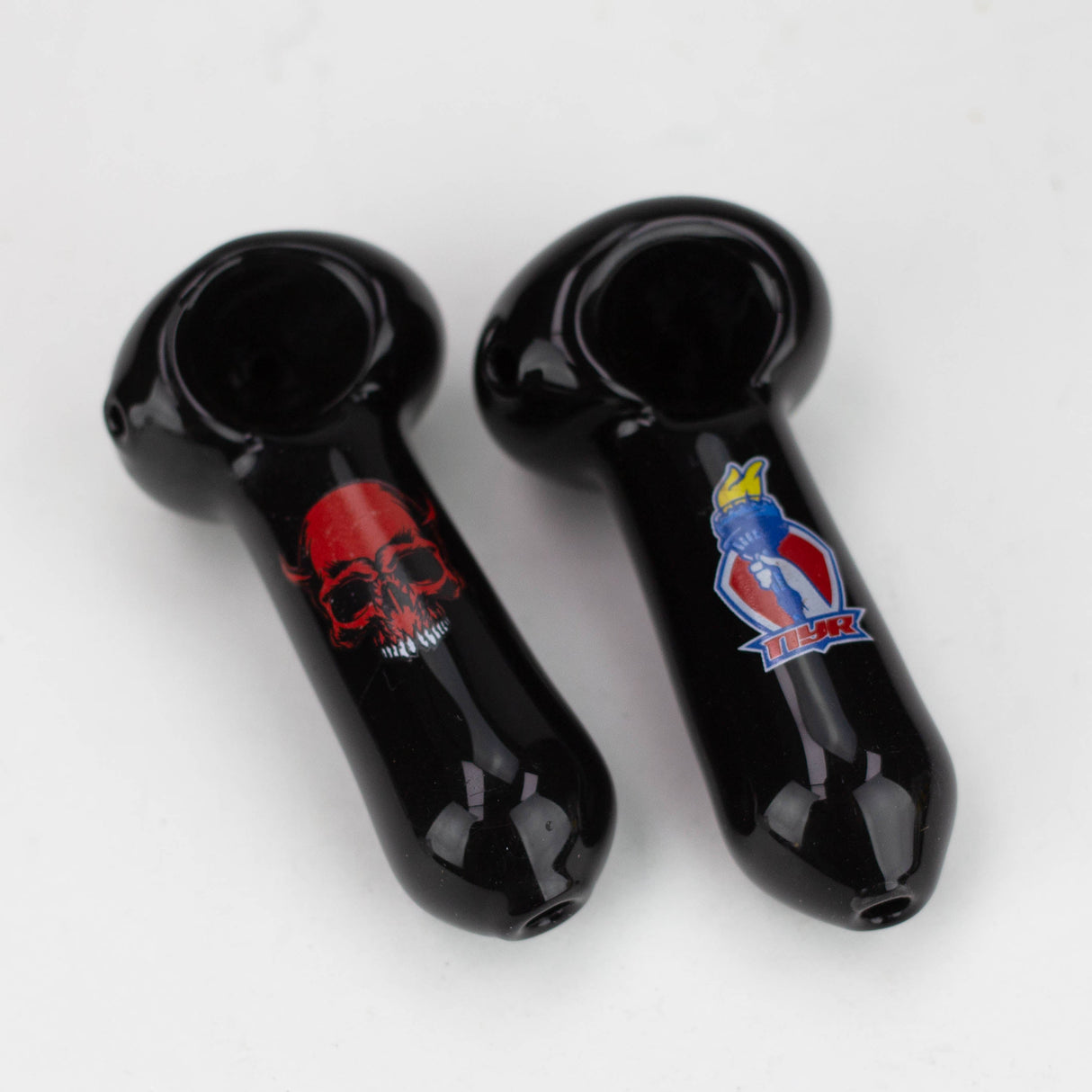 3" Black & Skull Pack of 2 Glass Pipe JJ Distribution
