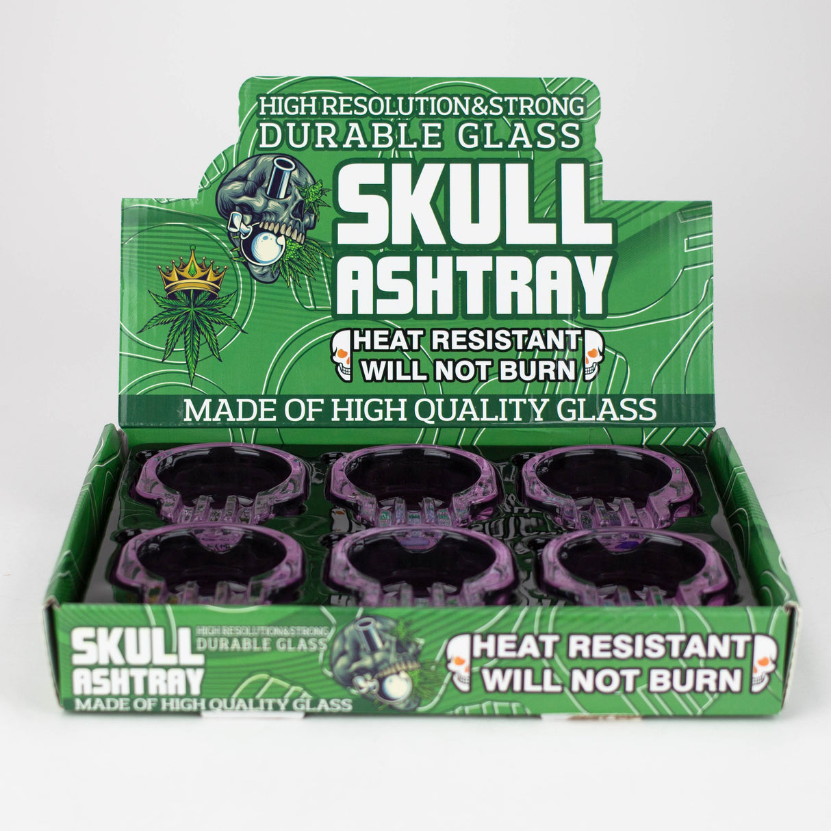 Skull glass ashtray Box of 6 Glass Ashtray Canadian Distributor