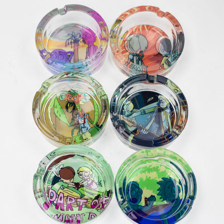 Durable Round glass ashtray Box of 6 Glass Ashtray Canadian Distributor RM Cartoon A