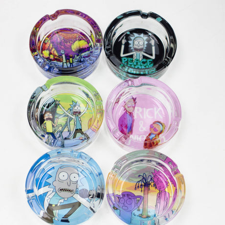 Durable Round glass ashtray Box of 6 Glass Ashtray Canadian Distributor RM Cartoon B