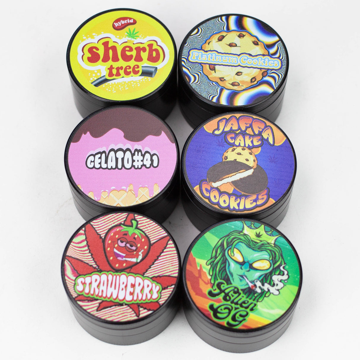 4 Parts Spice Herb Grinder Assorted Box of 6 Display Pack Canadian Distributor Assorted A