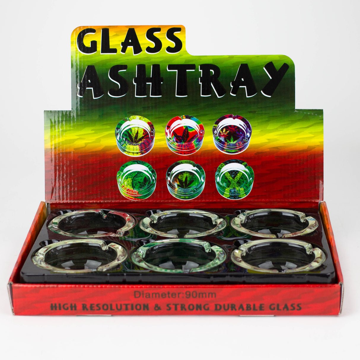 Round Glow in the dark glass ashtray Glass Ashtray Canadian Distributor