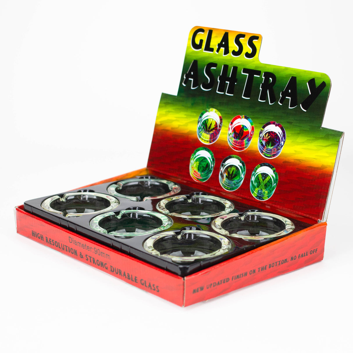 Round Glow in the dark glass ashtray Glass Ashtray Canadian Distributor