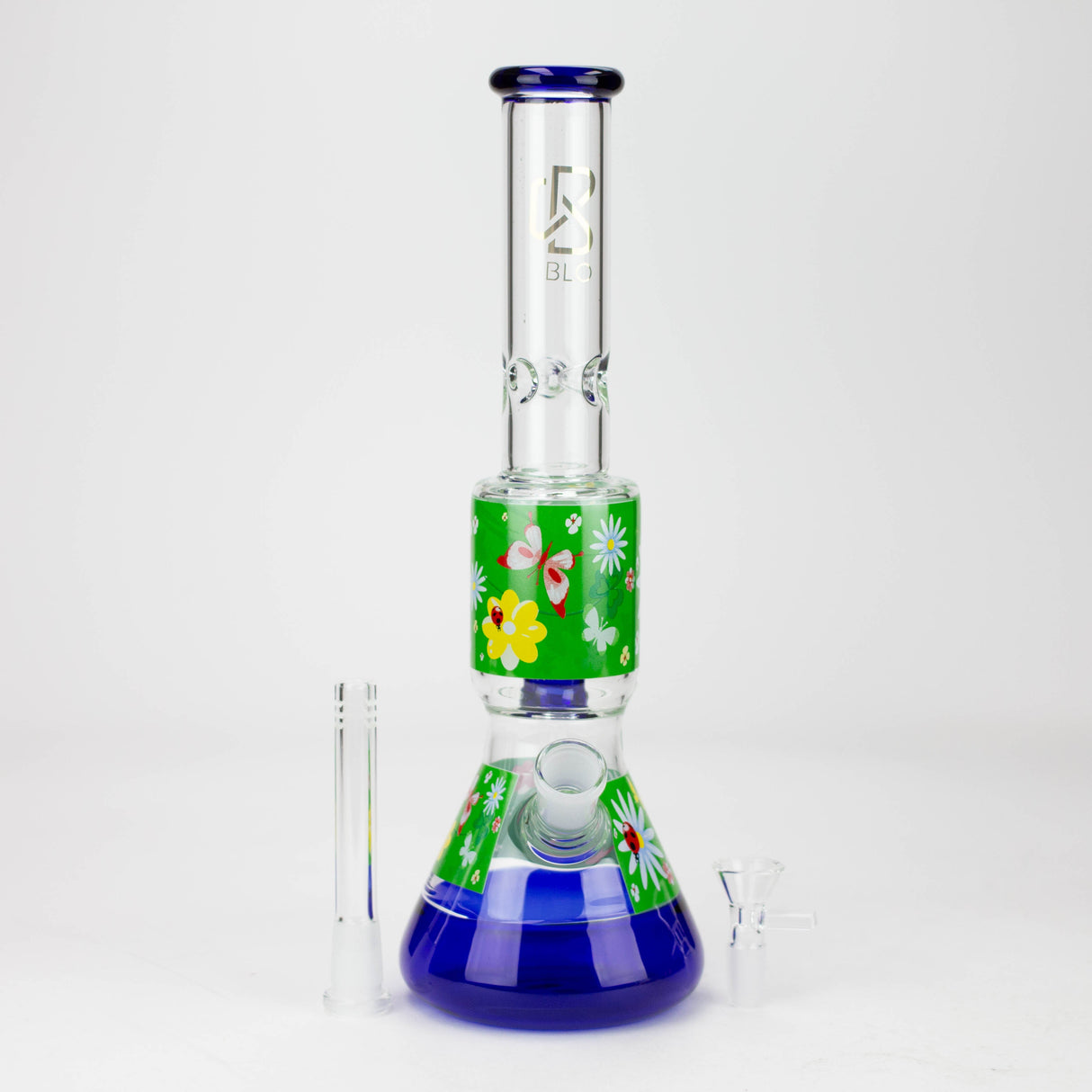 BLO | 13" Flower decal glass bong Glass Bong BANKA