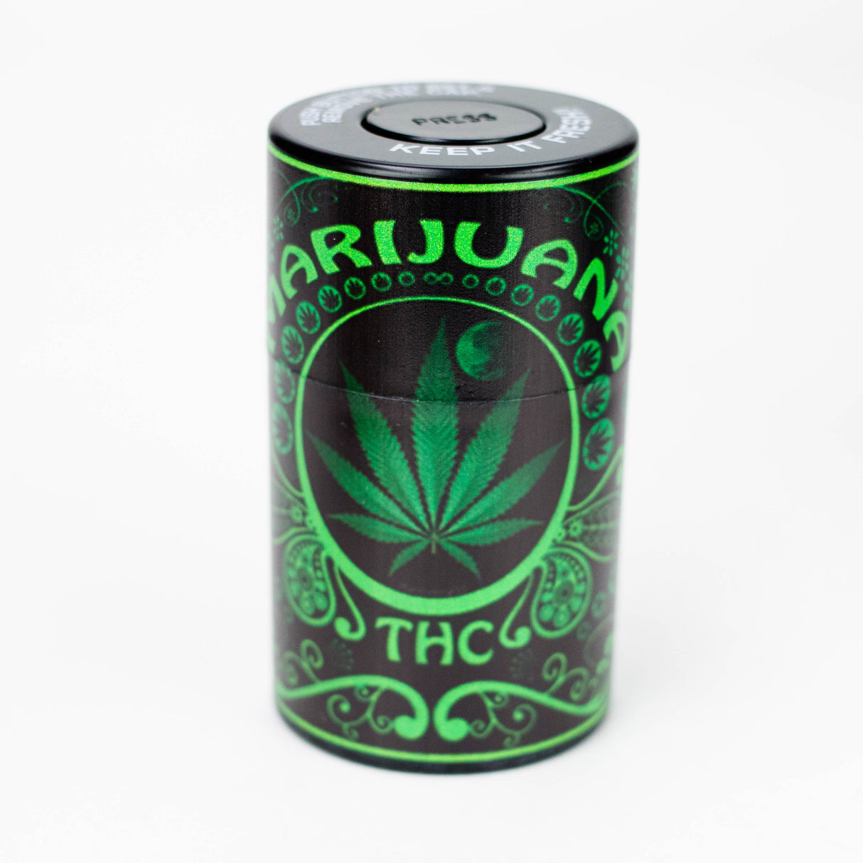 ZAir tight Stash Jars with Green Leaf Designs Box of 6 Jar 777 Smoke