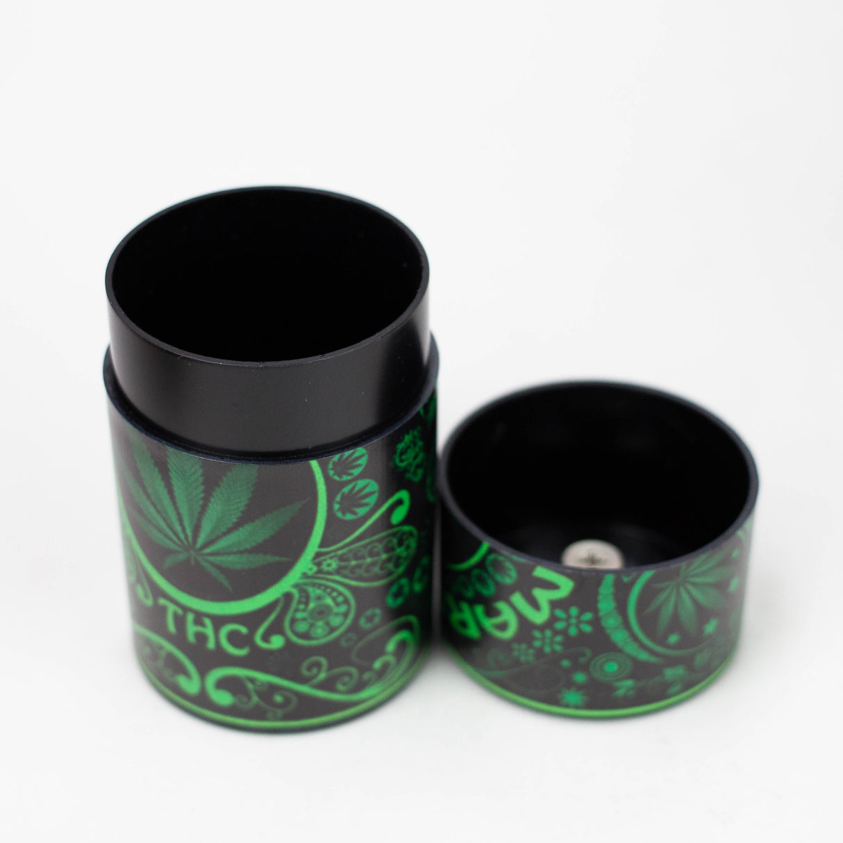 ZAir tight Stash Jars with Green Leaf Designs Box of 6 Jar 777 Smoke