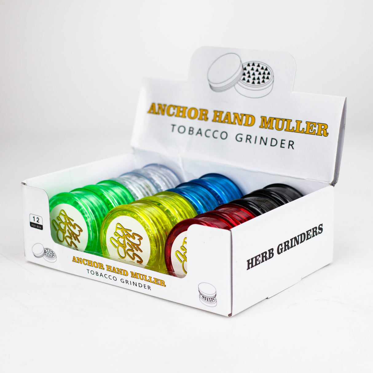 Acid Secs | 50mm 3 Layers plastic grinder Box of 12 Display Pack Acid Secs Productions Inc.