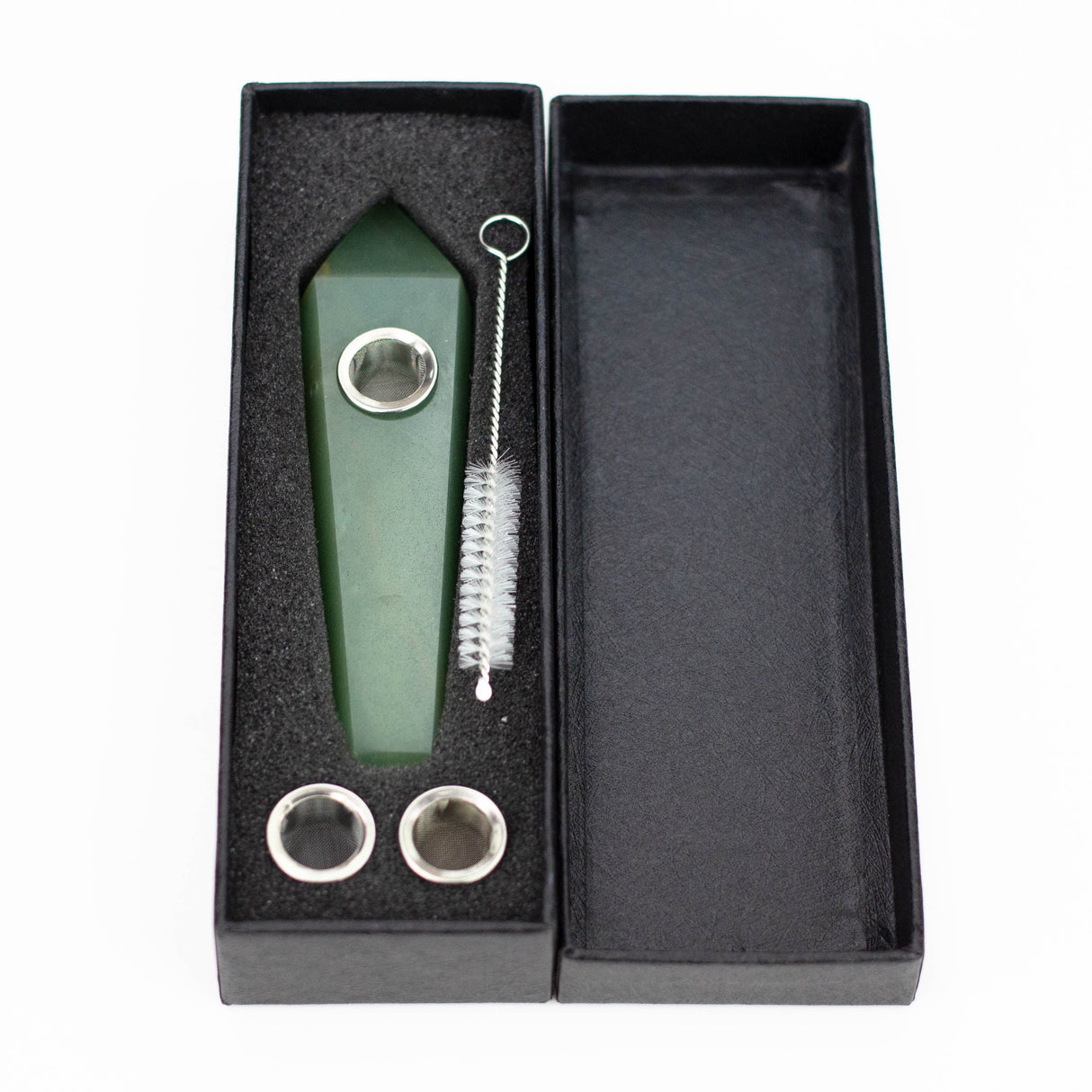 Acid Secs | Green Adventurine Crystal Pipe with Choke Quartz · Stone Pipe Acid Secs Productions Inc.