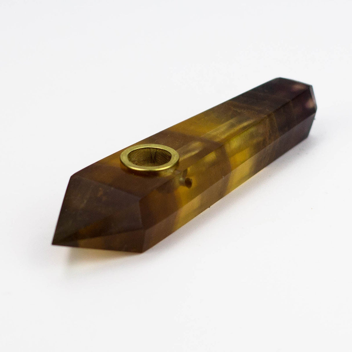 Acid Secs | Yellow Fluorite Crystal Pipe with Choke Quartz · Stone Pipe Acid Secs Productions Inc.