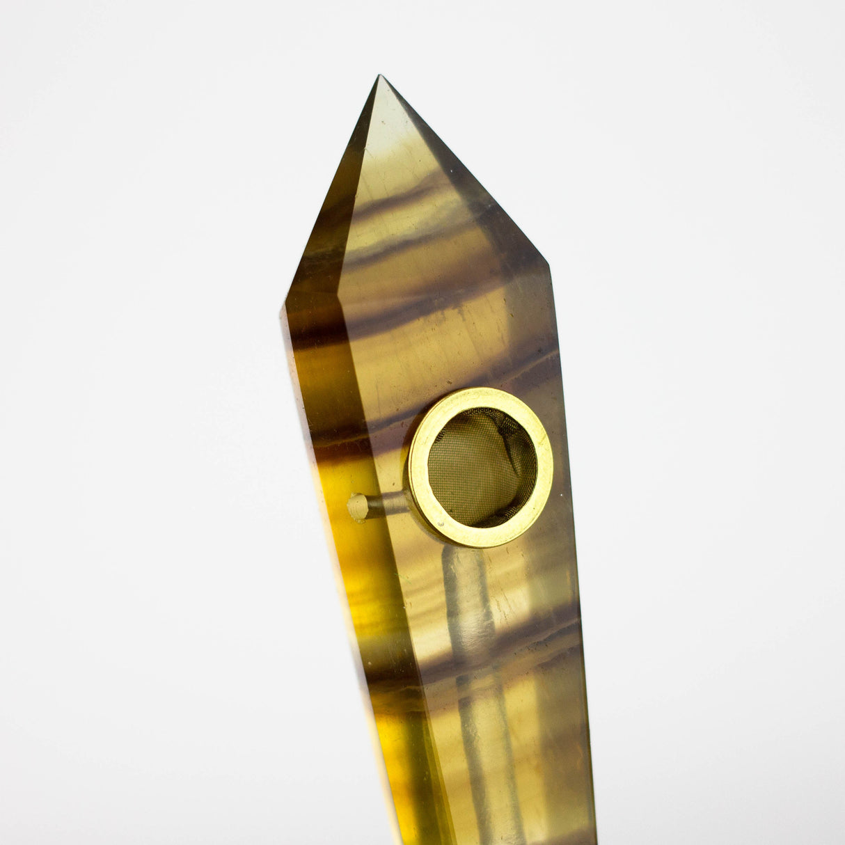 Acid Secs | Yellow Fluorite Crystal Pipe with Choke Quartz · Stone Pipe Acid Secs Productions Inc.