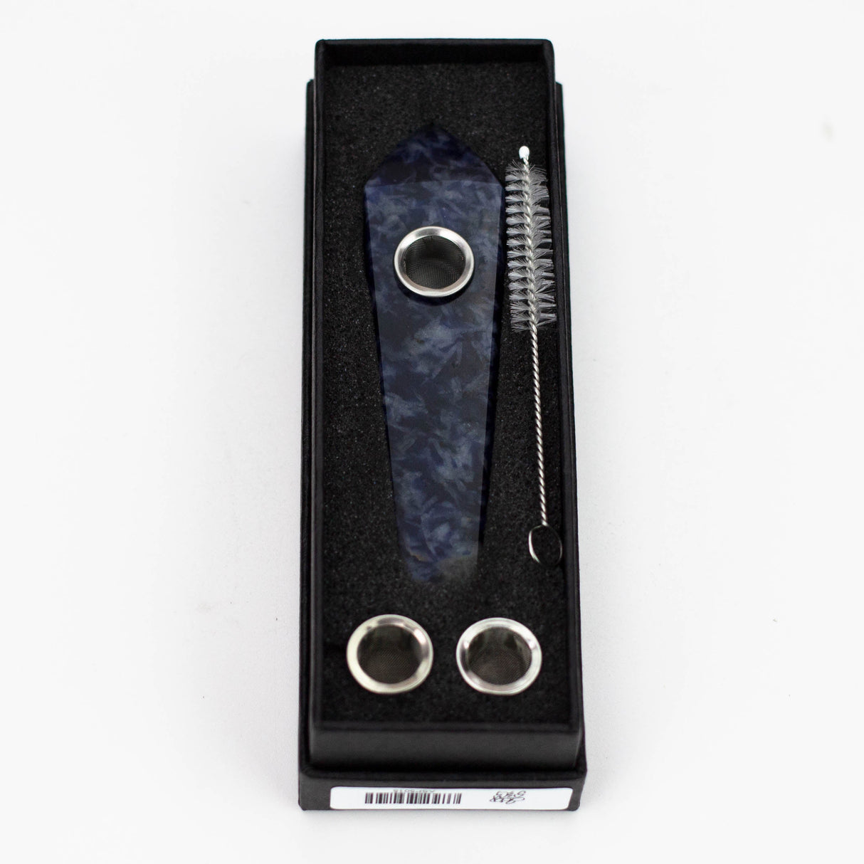 Acid Secs | Grey/Blue Feldspar Crystal Pipe with Choke Quartz · Stone Pipe Acid Secs Productions Inc.