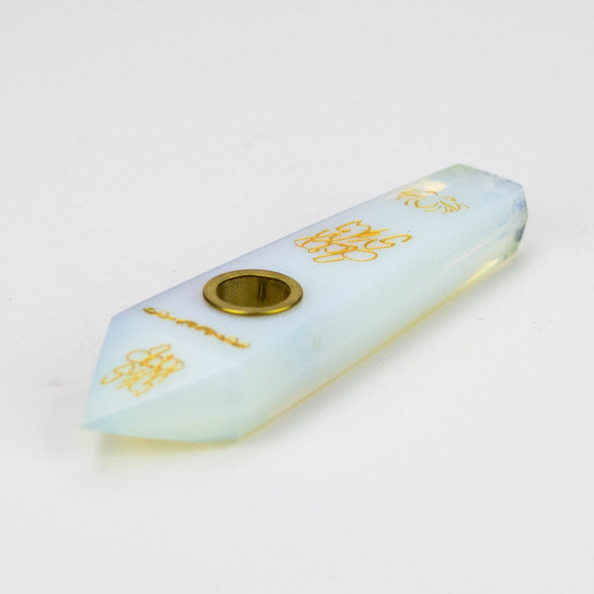 Acid Secs | Custom Golden Engraving Pipe with Choke Quartz · Stone Pipe Acid Secs Productions Inc.