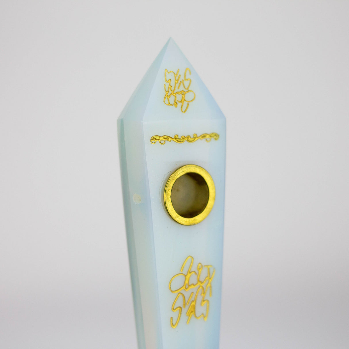 Acid Secs | Custom Golden Engraving Pipe with Choke Quartz · Stone Pipe Acid Secs Productions Inc.