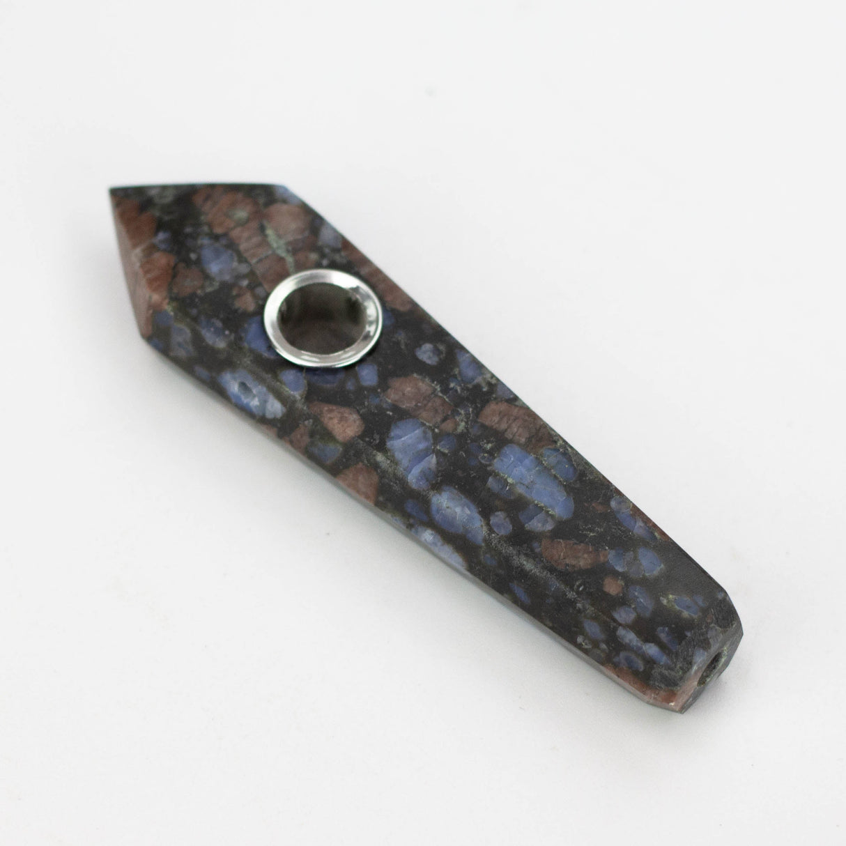 Acid Secs | Glaucophane Crystal Pipe with Choke Quartz · Stone Pipe Acid Secs Productions Inc.