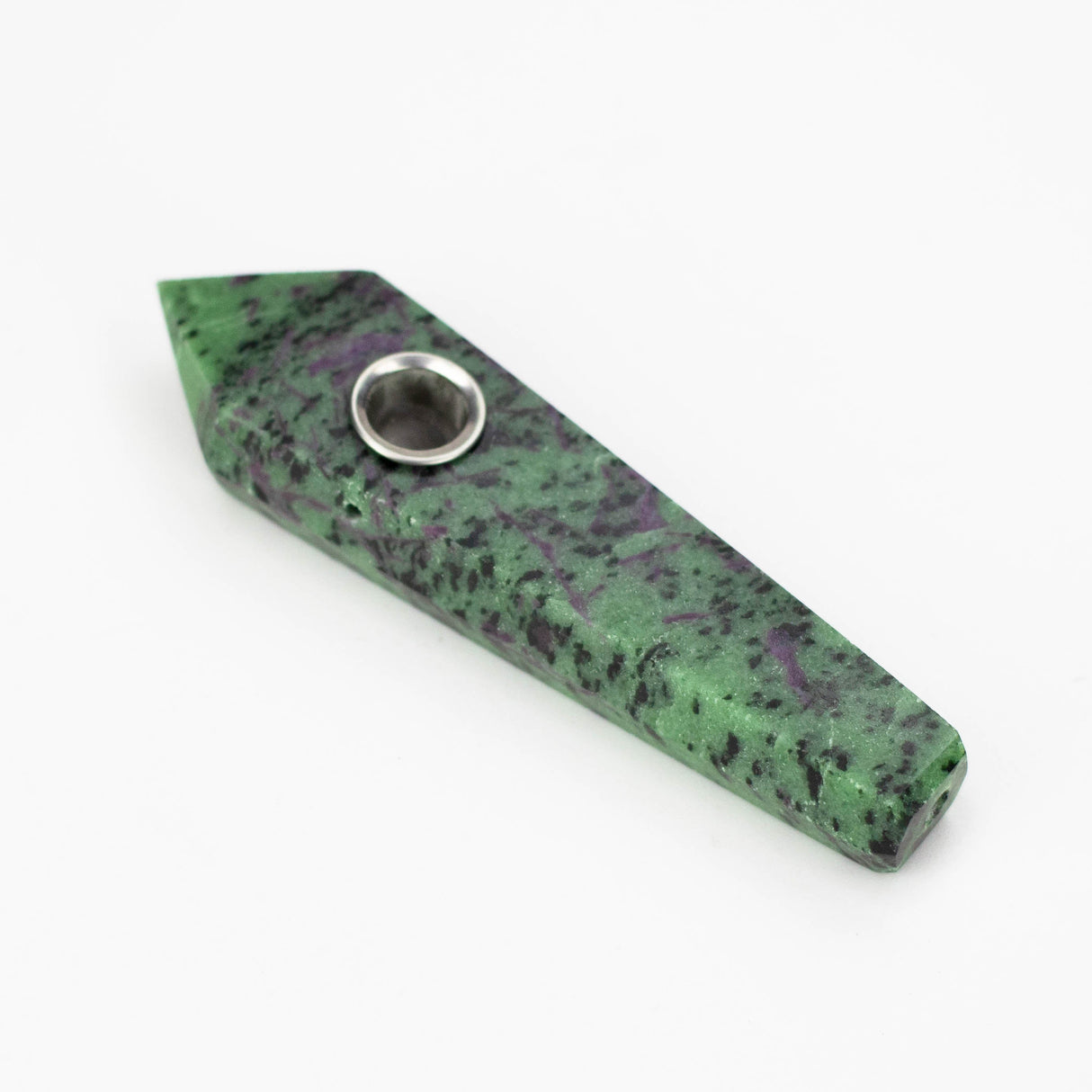 Acid Secs | Ruby Zoisite Crystal Pipe with Choke Quartz · Stone Pipe Acid Secs Productions Inc.