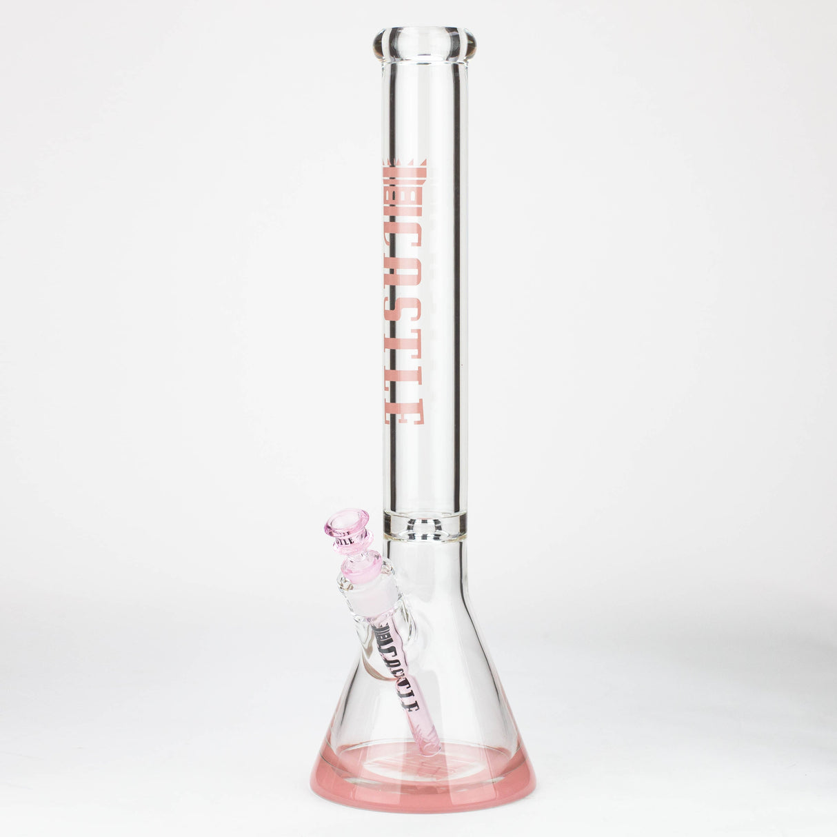 Castle Glassworks | 18" Beaker 9mm Glass bong – Color Logo Glass Bong Castle Glassworks Pink