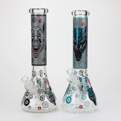 13.5 " JJ WOLF GLOW IN THE DARK BONG Glass Bong JJ Distribution